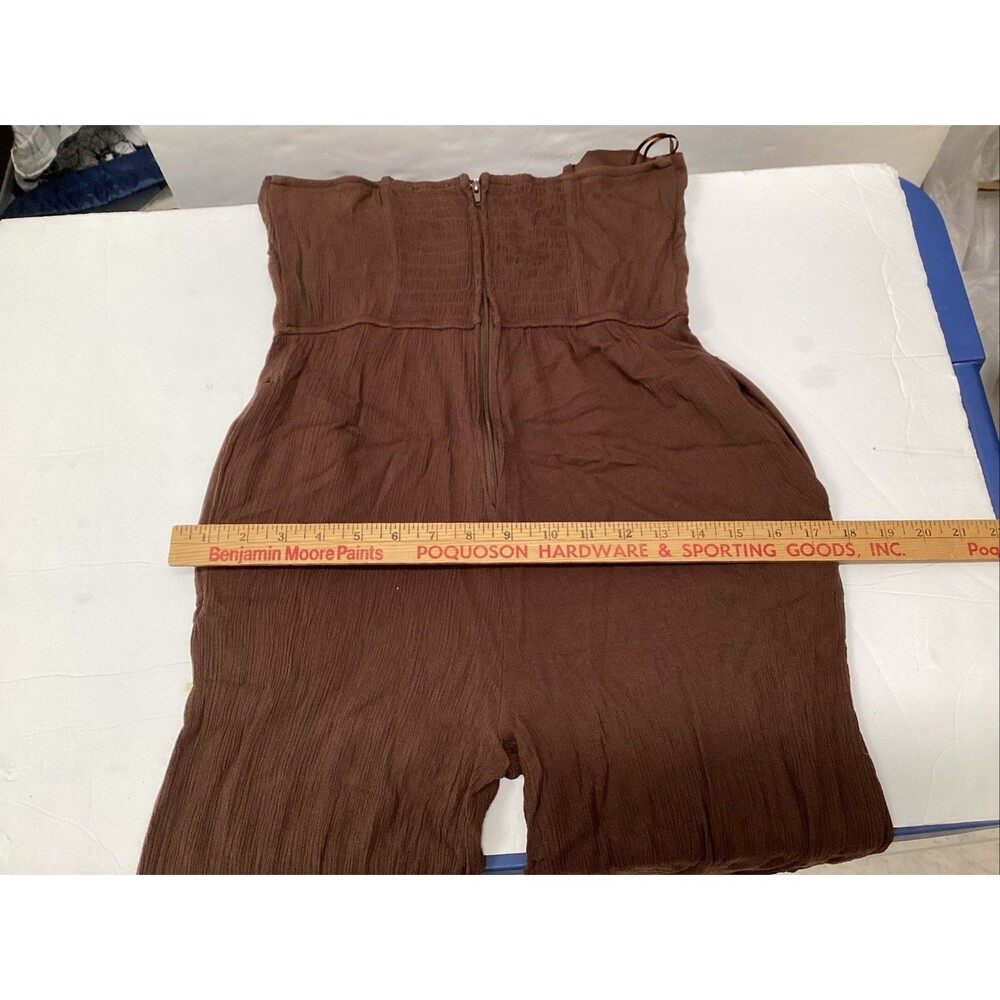 Francesca’s audrey parks jumpsuit sz S brown pockets adjustable straps - Picture 5 of 14